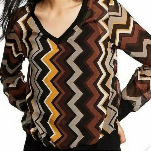 Missoni Target Zigzag Top Semi Sheer Blouse 70s Retro Style Womens Medium NEW - Picture 9 of 9